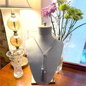 Silver Fringe Tassel Statement Necklace